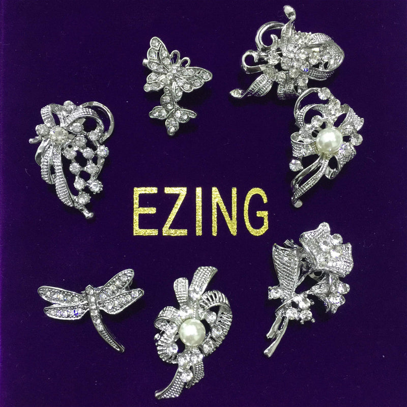 [Australia] - Ezing Lot 24pc Shining Rhinestone Crystal Brooches Pins DIY Wedding Bouquet Kit A 