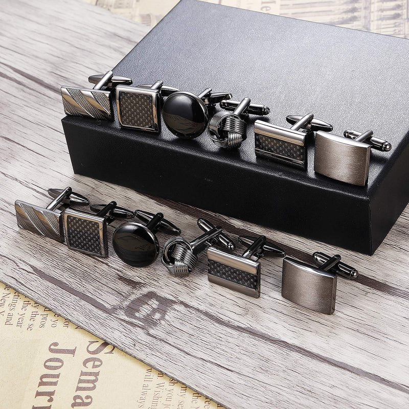 [Australia] - LOLIAS 6 Pairs Classic Cufflinks Set for Men Wedding Business Birthday Father's Gifts with Case A:6 Pairs 