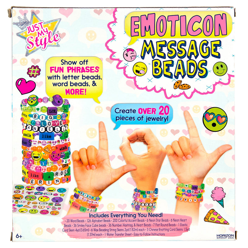 [Australia] - Just My Style Emoticon Message Beads by Horizon Group,DIY 20+ Jewelry Projects Using Symbols & Emoticons.Kit includes Word Beads,Alphabet Beads,Accent Beads,Star & Heart Shaped Beads,ABC Beads & More Basic 