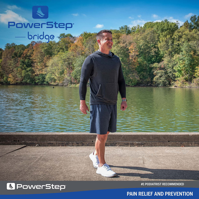 [Australia] - Powerstep Bridge Adaptable Arch Support Insoles, Comfort Memory Foam Inserts, Plantar Fasciitis Relief Men 8-9.5, Women 9-10.5 Blue & White 