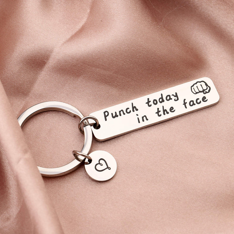 [Australia] - SEIRAA Motivational Quote Jewelry Punch Today in The Face Keychain Graduation Gift Self Care Gift for Her 