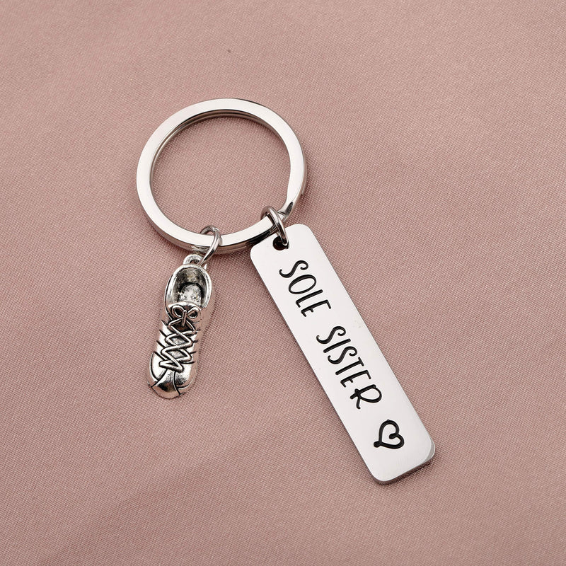 [Australia] - SEIRAA Sole Sister Keychain Running Jewelry Runners Gift Run Shoe Charm Key Chain Inspirational Runner Marathon Gift 