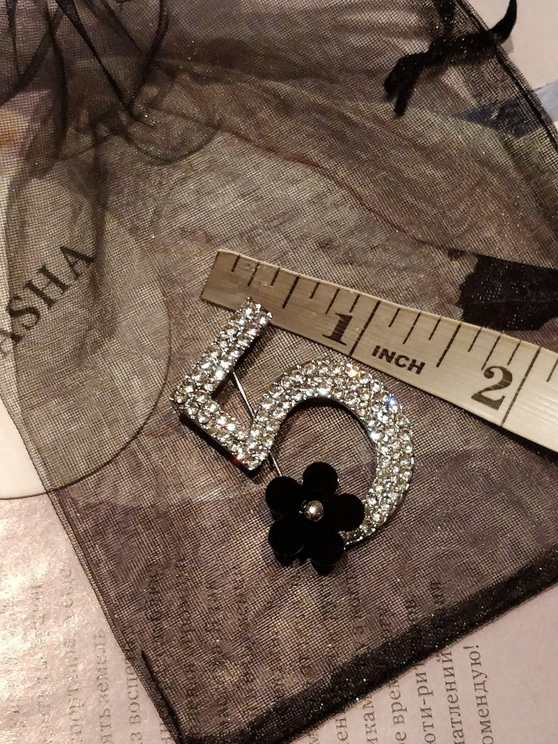 [Australia] - MISASHA fashion celebrity designer inspired statement rhinestone brooch collar pin with flower for women 