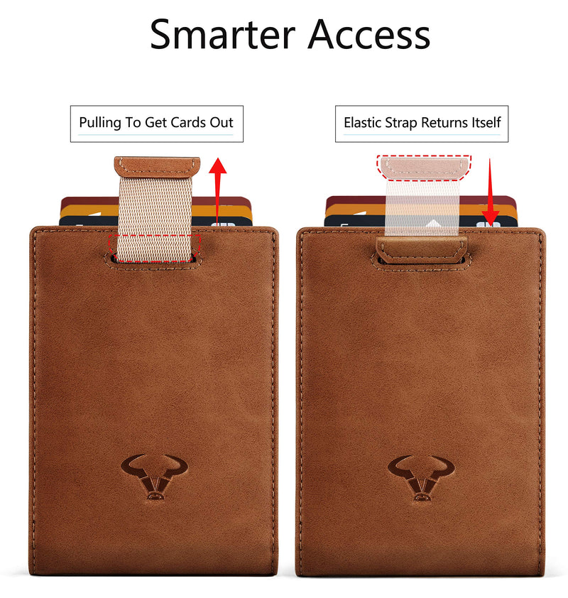 [Australia] - Slim Wallet Front Pocket,BULLIANT Money Clip Minimal Bifold Wallet For Men 10 Cards 3.1"x4.5", Pull-tap Access,RFID Blocking Brown1626 Alaska 