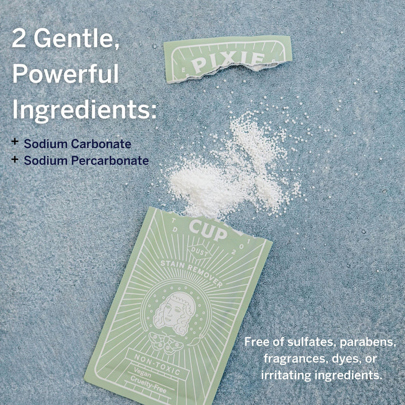 [Australia] - Menstrual Cup Stain Remover - Sterilizer and Cleaner - The Only Wash That Will Completely Remove Stains from Reusable Menstrual Discs | Organic Powder Solution | 5 Packets 