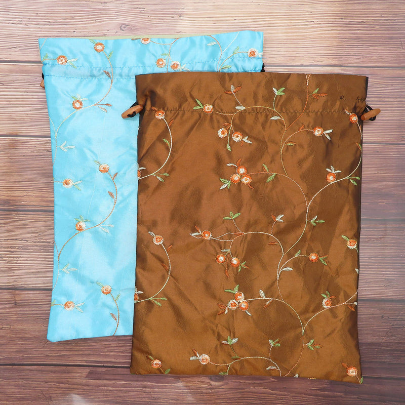 [Australia] - Ouyatoyu 4pcs Embroidered Silk Flower Design Jacquard Travel Bag, Laundry Bags Shoe Bags, Lingerie Bags Underwear Bags for Travel Storage for Men Women Washable Cloth Shoe Bags Color 1 