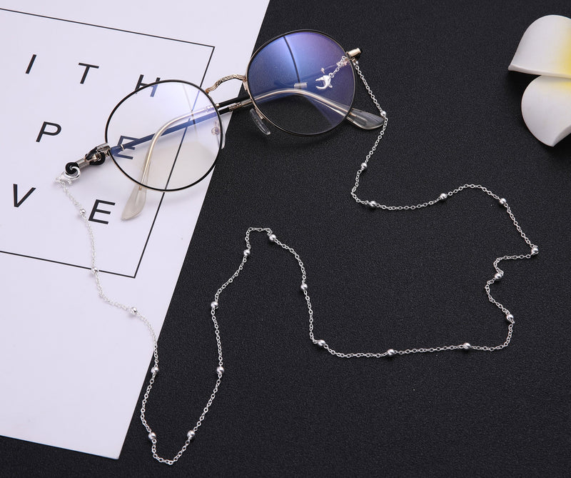 [Australia] - LIKGREAT 2 Pcs Eyeglass Sunglass Chain for Women Beaded Reading Glasses Cord Silver + Rose Gold 