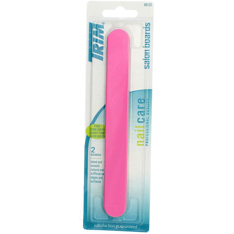 [Australia] - Trim Nail Files, 2 Count – Dual-Sided Nail Board with 280/320 Grit – Cushioned, Easy Grip for Comfortable Use – Emery Boards for Smoothing & Finishing Nails Pink 