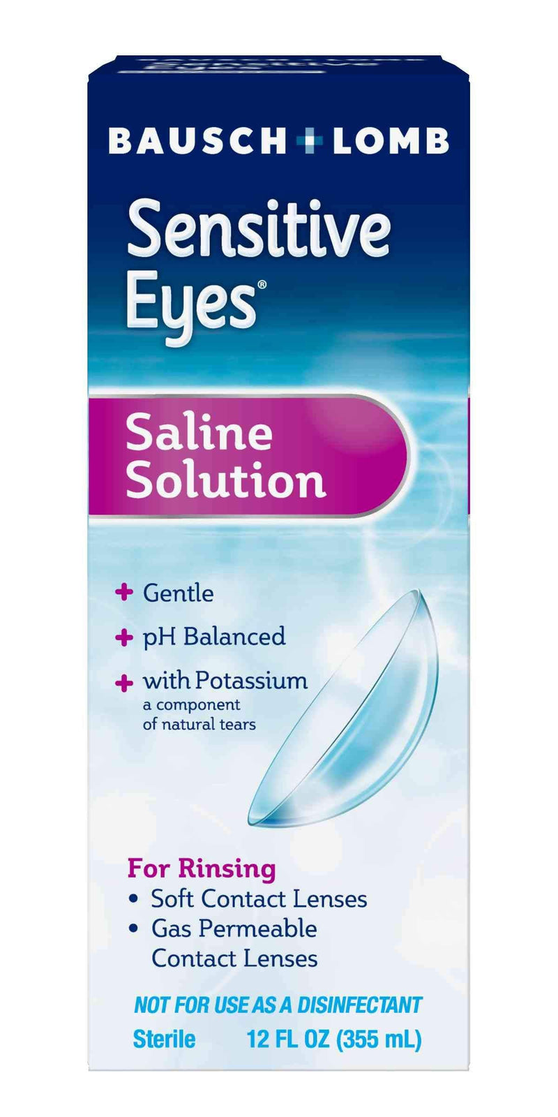 [Australia] - Sensitive Eyes Contact Lens Solution by Bausch & Lomb Saline Solution for Sensitive Eyes, Soft Contact & Gas Permeable Lenses, 12 Fl Oz 