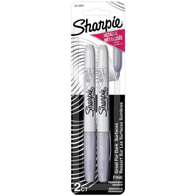 [Australia] - Sharpie 39108PP Metallic Permanent Markers, Fine Point, Silver, 2 Count 
