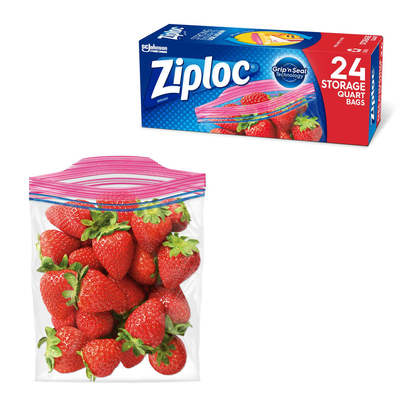 [Australia] - Ziploc Quart Food Storage Bags, Grip 'n Seal Technology for Easier Grip, Open, and Close, 24 Count 
