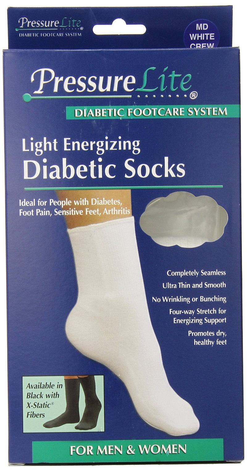 [Australia] - Activa Pressure Lite Light Energizing Diabetic Crew Socks, White, Medium 