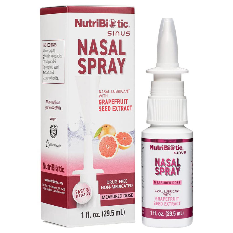 [Australia] - NutriBiotic Nasal Spray 1 Fl Oz | Nasal Lubricant with Grapefruit Seed Extract & Sodium Chloride | Help Flush Irritants from Nasal Passages | Convenient Measured Dose Pump | Drug-Free & Non-Medicated 