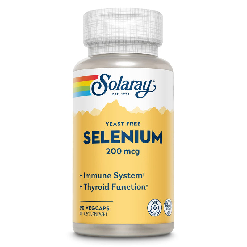 [Australia] - Solaray Selenium 200, No Yeast 200mcg | Healthy Immune, Thyroid Function, Antioxidant Support | High Absorption Formula | Vegan & Non-GMO | 90ct 