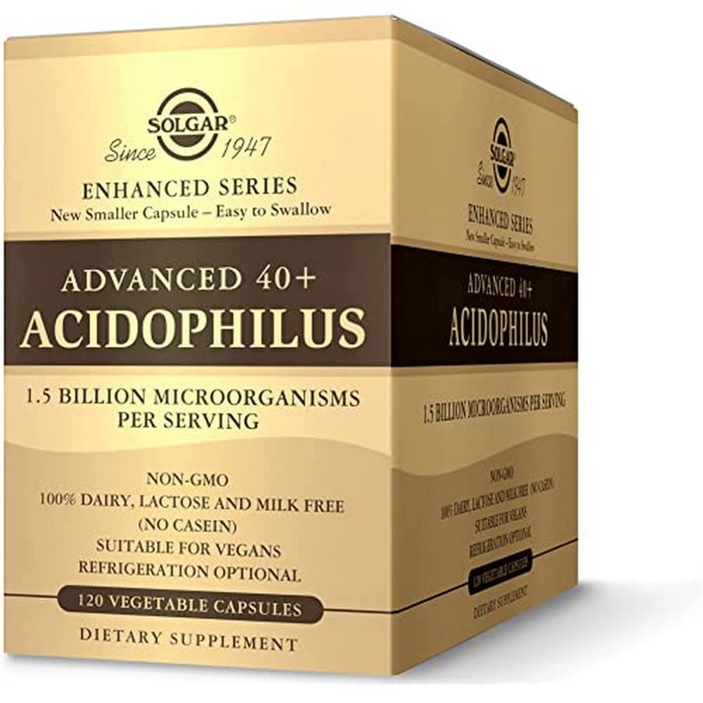 [Australia] - Solgar Advanced 40+ Acidophilus, 120 Vegetable Capsules - Supports Healthy Intestinal Flora - 1.5 Billion Microorganisms Per Serving - Gluten, Dairy, Lactose & Milk Free - Vegetarian - 120 Servings 120 Count (Pack of 1) Frustration-free Packaging 