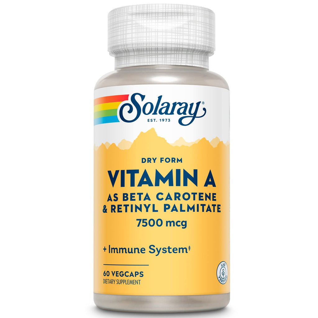 [Australia] - Solaray Dry Form Vitamin A 25,000 IU | Healthy Skin & Eyes, Antioxidant Activity & Immune System Function | 60 VegCaps 