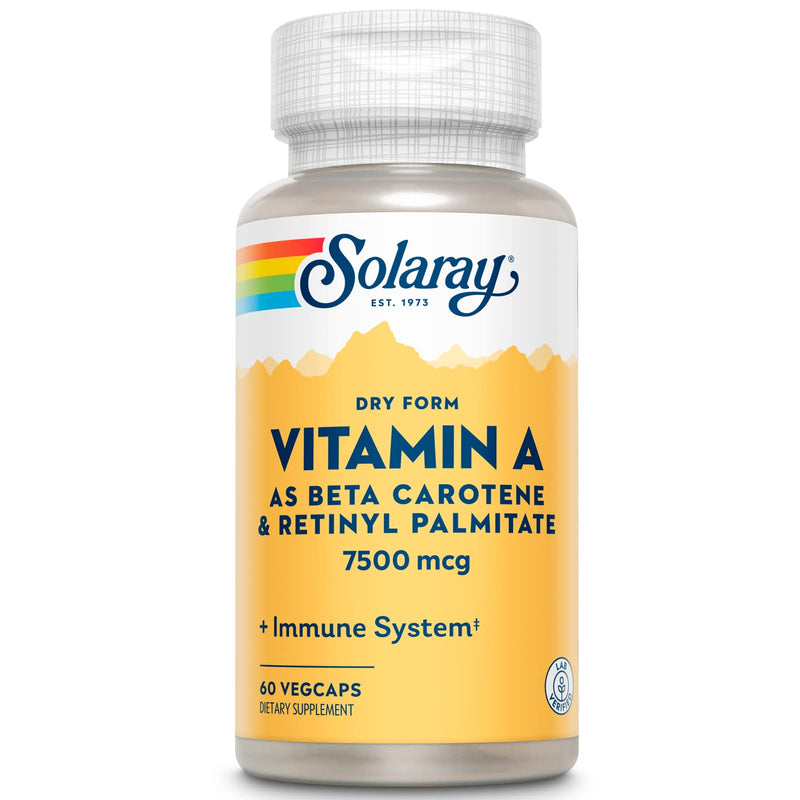 [Australia] - Solaray Dry Form Vitamin A 25,000 IU | Healthy Skin & Eyes, Antioxidant Activity & Immune System Function | 60 VegCaps 