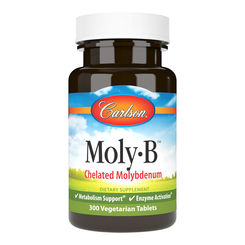 [Australia] - Carlson - Moly-B, Chelated Molybdenum Supplements, Metabolism Support & Enzyme Activation, Molybdenum Glycinate Chelate, 300 Vegetarian Tablets 300 Count (Pack of 1) 