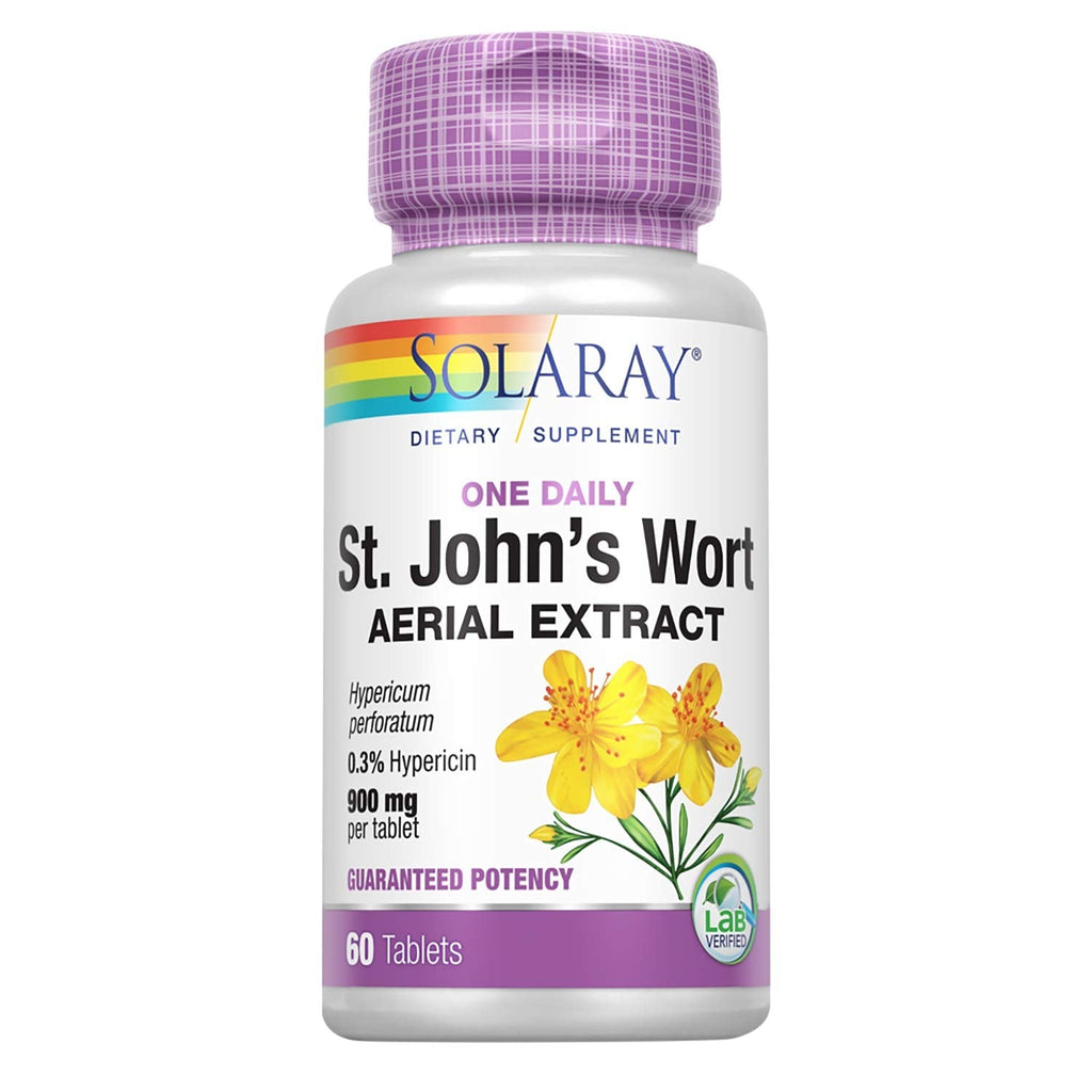 [Australia] - Solaray St. Johns Wort Aerial Extract One Daily 900mg | Standardized w/ 0.3% Hypericin for Mood Stability | Non-GMO (60 CT) 60 Count (Pack of 1) 