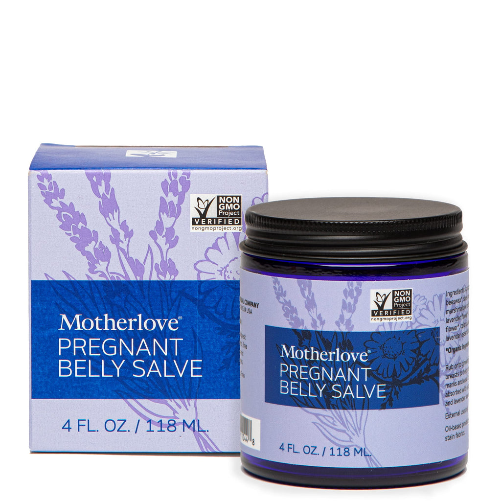 [Australia] - Motherlove Pregnant Belly Salve (4oz) Help Prevent Stretch Marks During Pregnancy & Soothe the Itch of Growing Skin—Moisturizing, Easily Absorbed Salve w/ Light Lavender Scent—Organic Herbs, Non-GMO 4 Fl Oz (Pack of 1) Standard Packaging 