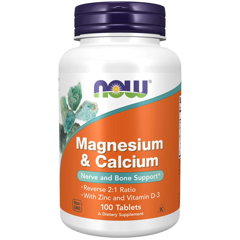 [Australia] - NOW Supplements, Magnesium & Calcium, With Zinc and Vitamin D-3, Nerve and Bone Support*, 100 Tablets 