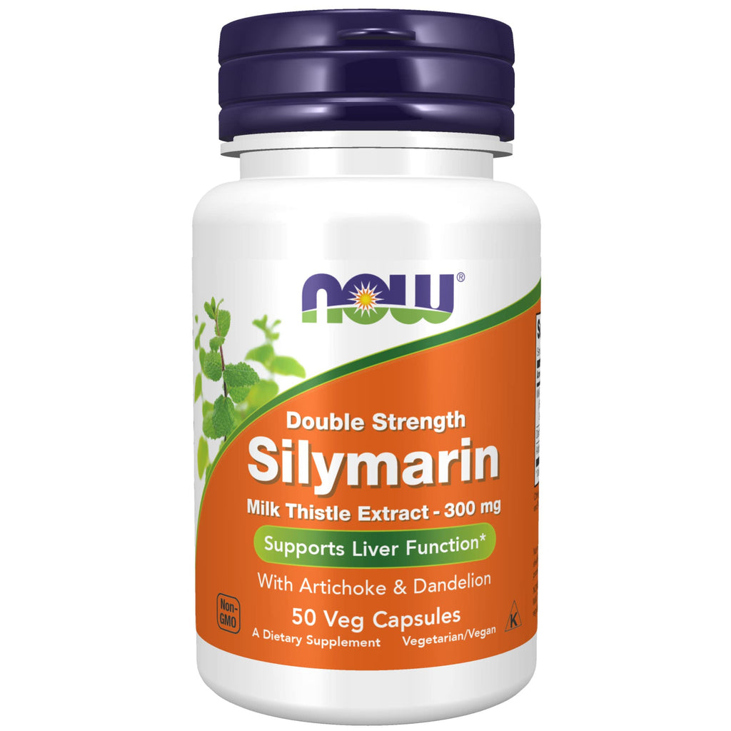 [Australia] - NOW Supplements, Silymarin Milk Thistle Extract 300 mg with Artichoke and Dandelion, Double Strength, Supports Liver Function*, 50 Veg Capsules 