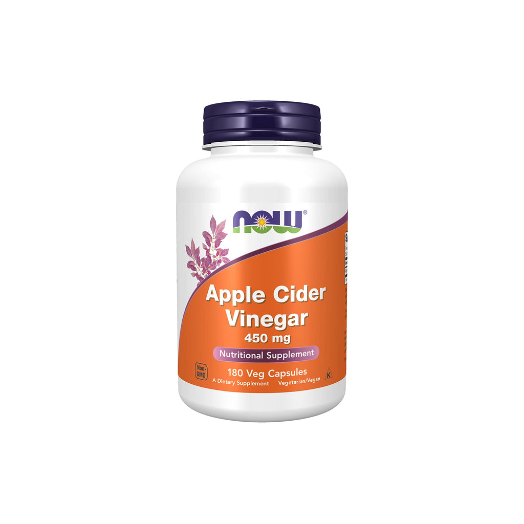 [Australia] - NOW Supplements, Apple Cider Vinegar 450 mg, Derived from Fermentation of Sweet Apple Cider, 180 Veg Capsules 