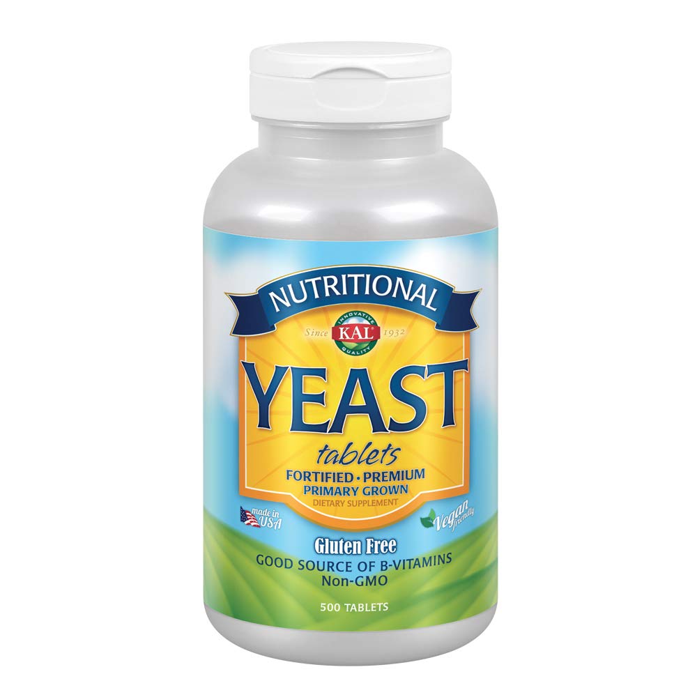 [Australia] - KAL Nutritional Yeast Supplement, Fortified w/ B12, Biotin, Folic Acid, Other B Vitamins, Naturally Occurring Amino Acids, Healthy Hair, Skin & Energy Support, Vegan, Gluten Free, 83 Serv, 500 Tablets 500 Count (Pack of 1) 