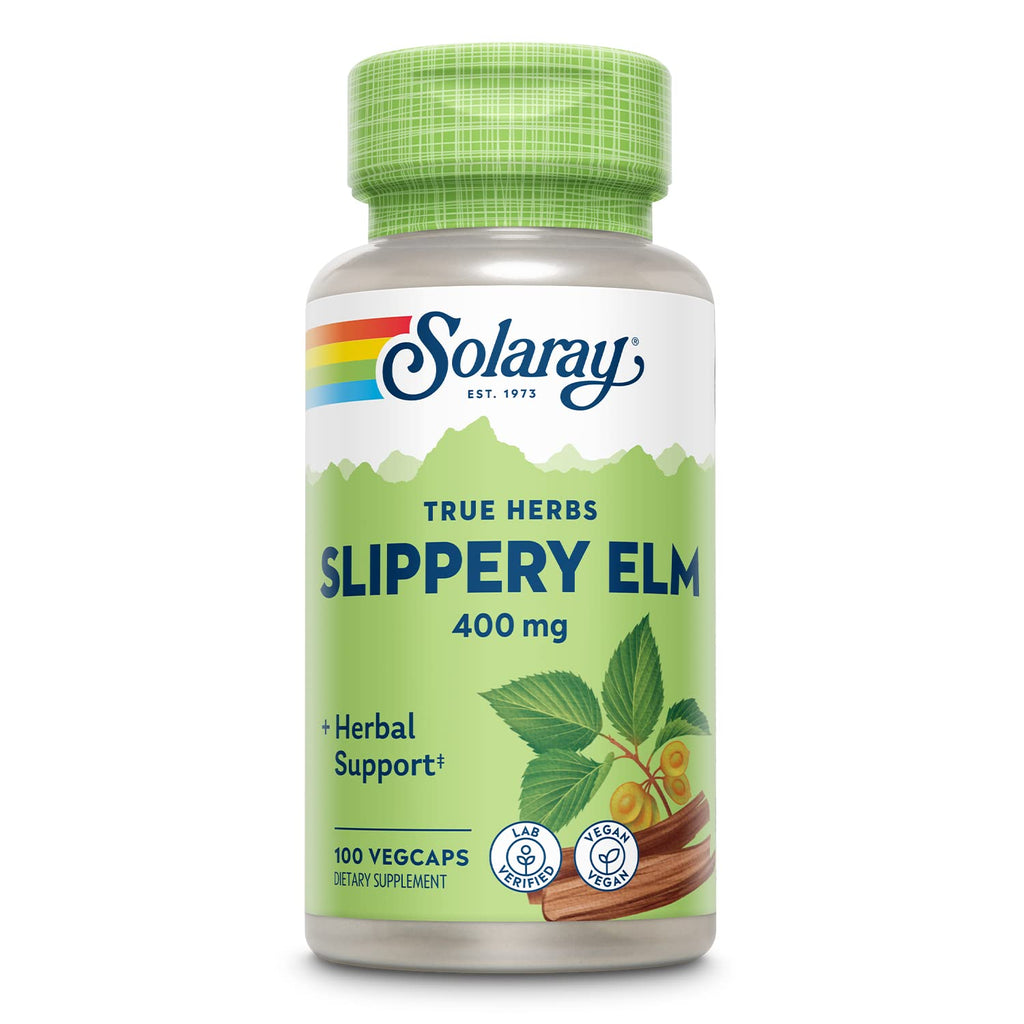 [Australia] - Solaray Slippery Elm Bark 400mg | Healthy Respiratory Tract Function, Throat Comfort & Gastrointestinal Support | Non-GMO & Lab Verified | 100 VegCaps 
