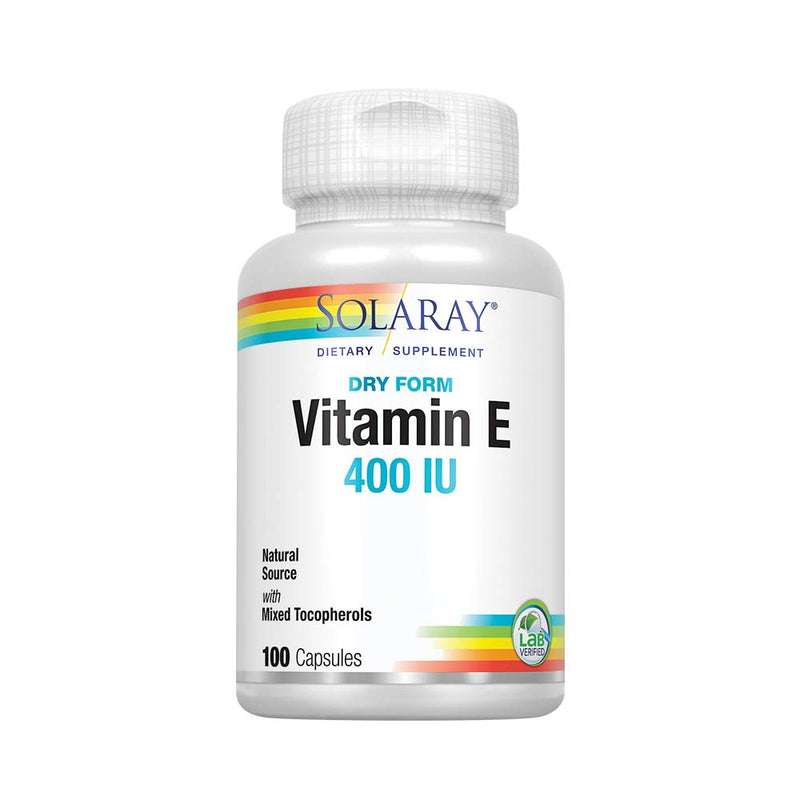 [Australia] - Solaray Vitamin E, Dry 400 IU w/Mixed Tocopherols | Non-Oily | Healthy Cardiac Function, Antioxidant Activity & Skin Health Support | 100 Capsules 