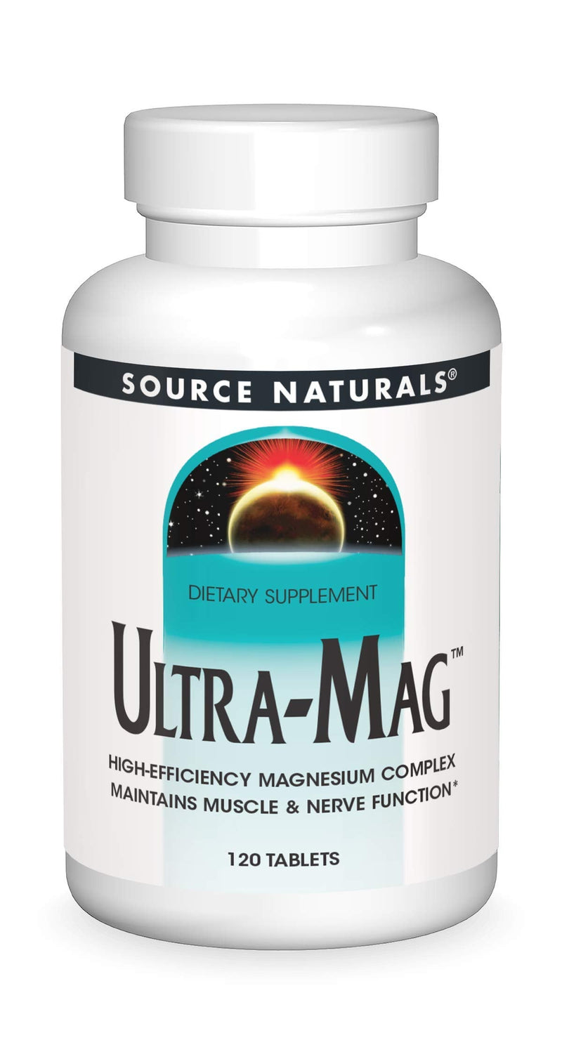 [Australia] - Source Naturals Ultra-Mag High-Efficiency Magnesium Complex - Maintains Muscle & Nerve Function - 120 Tablets 1 120 Count (Pack of 1) 