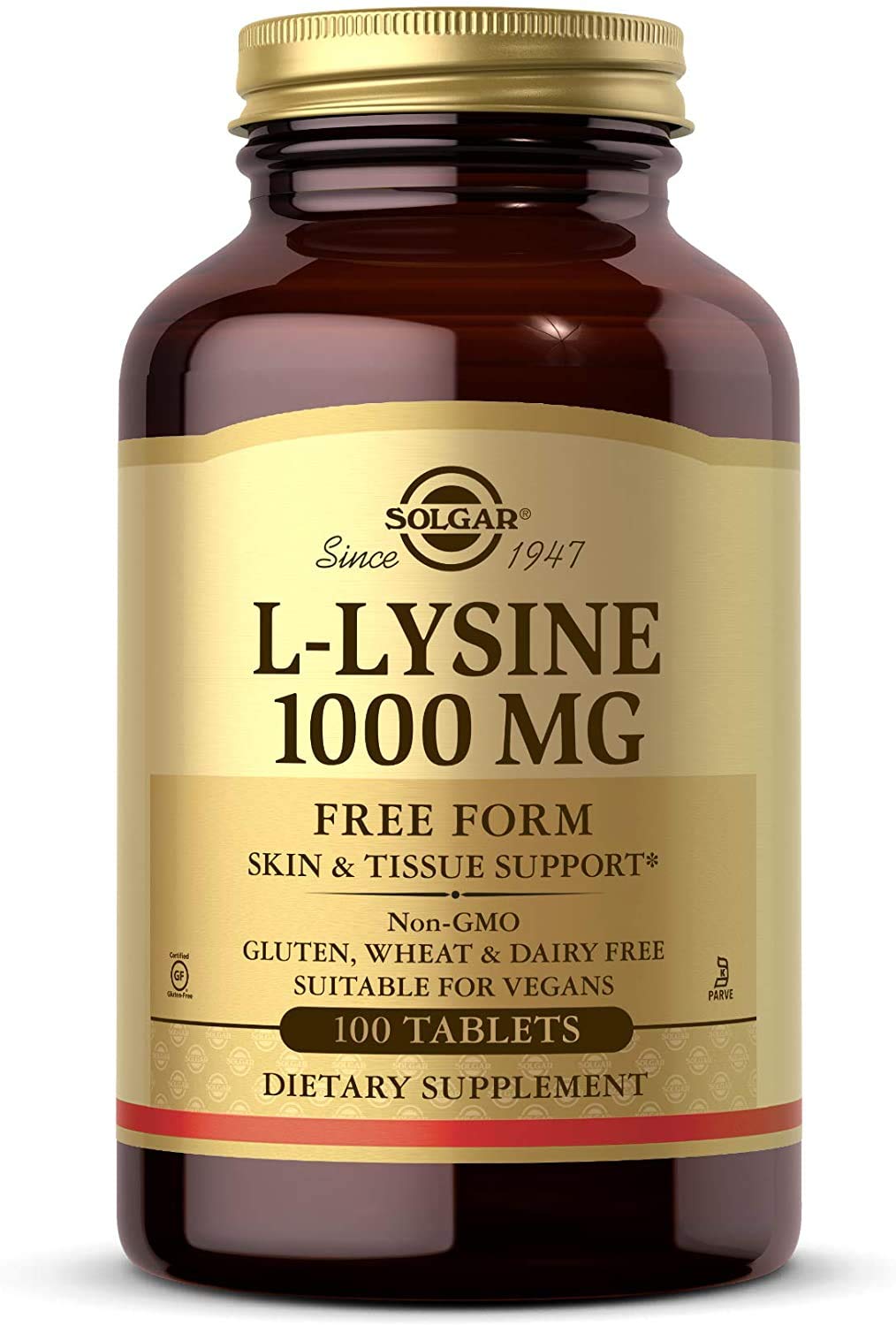 [Australia] - Solgar L-Lysine 1000 mg, 100 Tablets - Enhanced Absorption and Assimilation - Promotes Integrity of Skin and Lips - Collagen Support - Amino Acids - Non GMO, Vegan, Gluten Free - 100 Servings 100 Count (Pack of 1) 