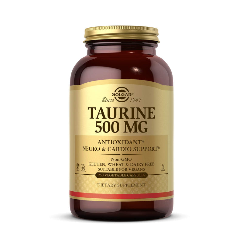 [Australia] - Solgar Taurine 500 mg, 250 Vegetable Capsules - Antioxidant - Brain & Heart Health - Amino Acid - Vegan, Gluten Free, Dairy Free, Kosher, Halal - 250 Servings 