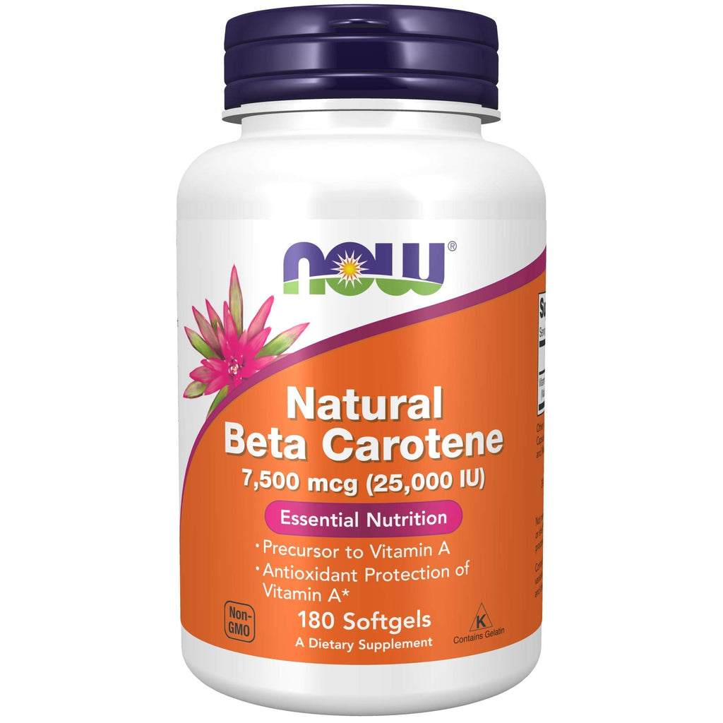 [Australia] - NOW Supplements, Natural Beta Carotene 25,000 IU, Essential Nutrition, 180 Softgels 180 Count (Pack of 1) 