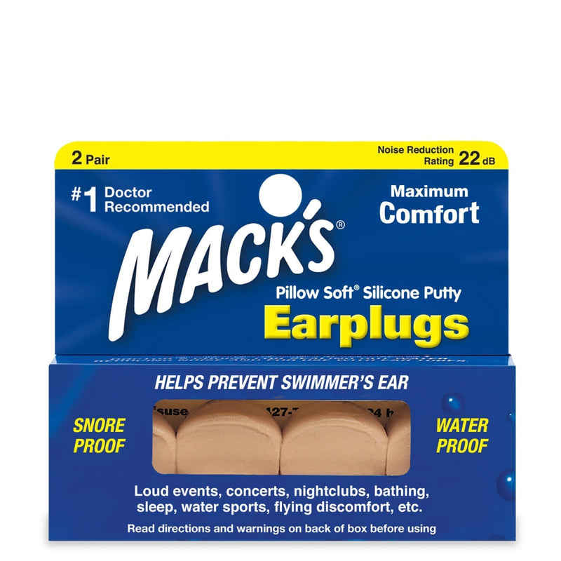[Australia] - Mack's Pillow Soft Silicone Earplugs – 2 Pair, Beige – The Original Moldable Silicone Putty Ear Plugs for Sleeping, Snoring, Swimming, Travel, Concerts and Studying 