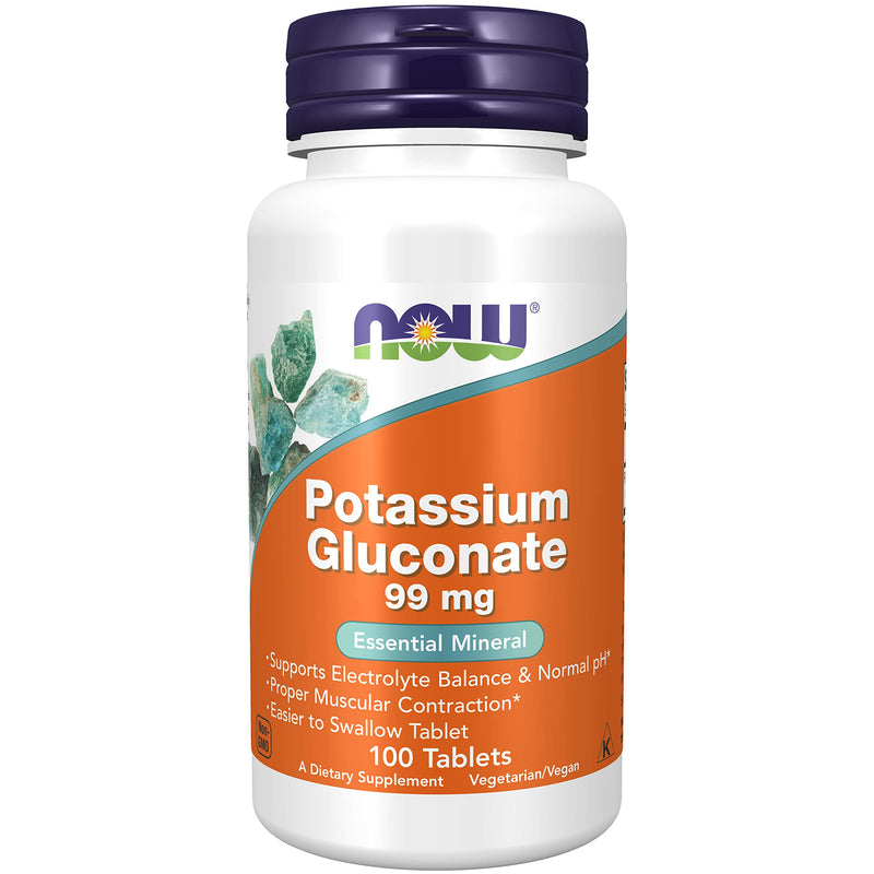 [Australia] - NOW Supplements, Potassium Gluconate 99mg, Easier to Swallow, Essential Mineral*, 100 Tablets 