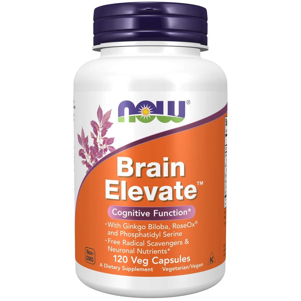 [Australia] - NOW Supplements, Brain Elevate™, Featuring Ginkgo Biloba, RoseOx® and Phosphatidyl Serine, 120 Veg Capsules 