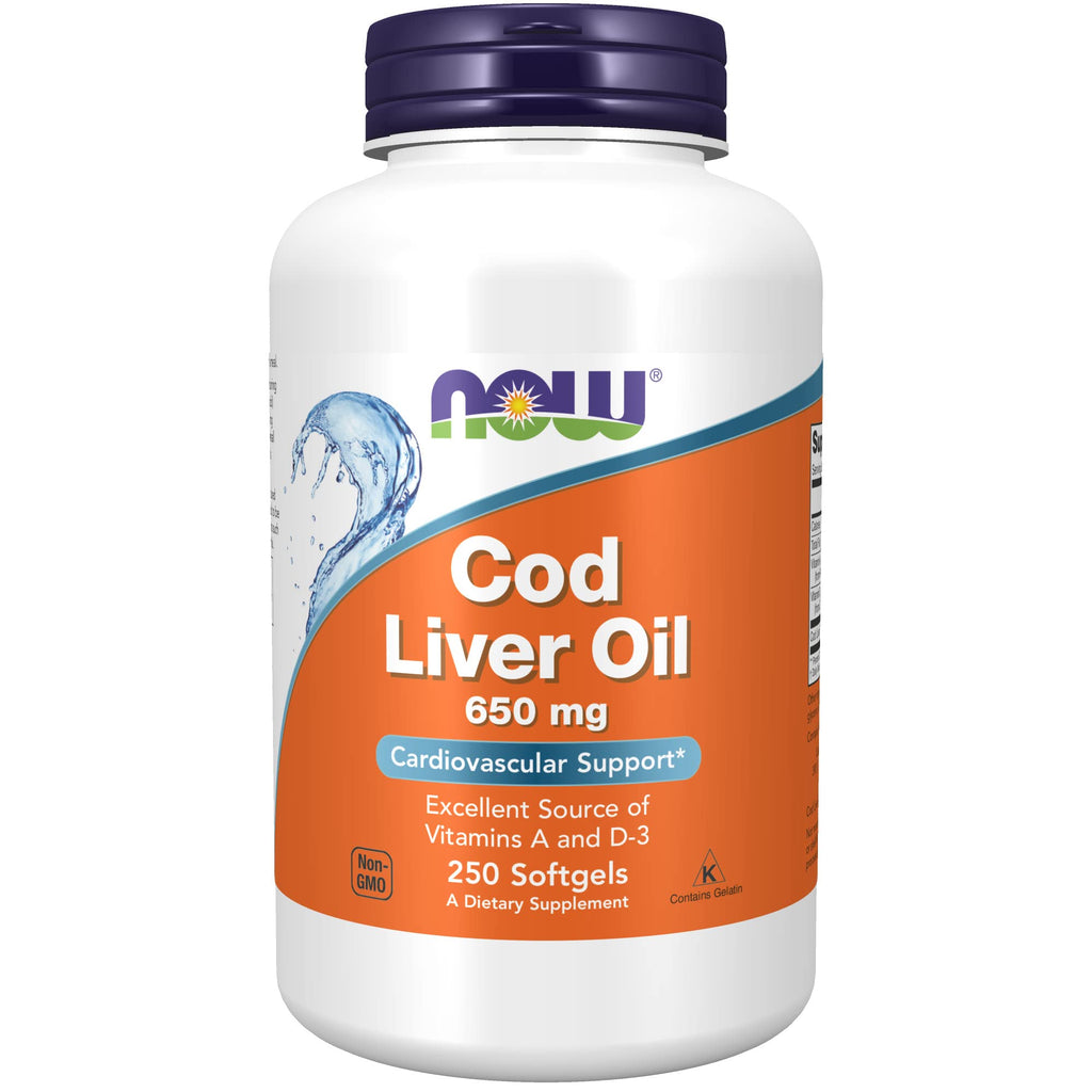 [Australia] - NOW Supplements, Cod Liver Oil 650 mg, Excellent Source of Vitamins A and D-3, 250 Softgels 