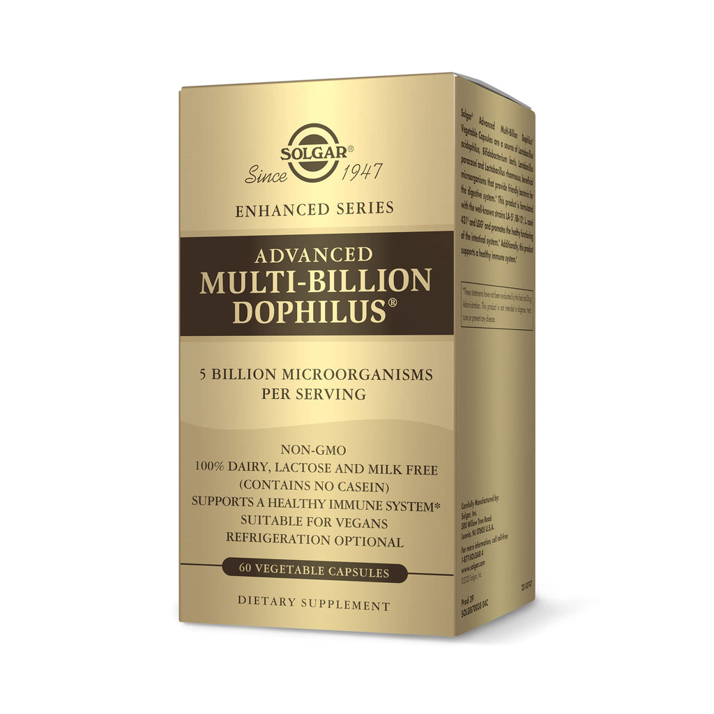 [Australia] - Solgar Advanced Multi-Billion Dophilus, 60 Vegetable Capsules - Supports Healthy Intestinal Flora - 5 Billion Microorganisms Per Serving - Gluten, Dairy, Lactose & Milk Free - Vegetarian - 60 Servings 