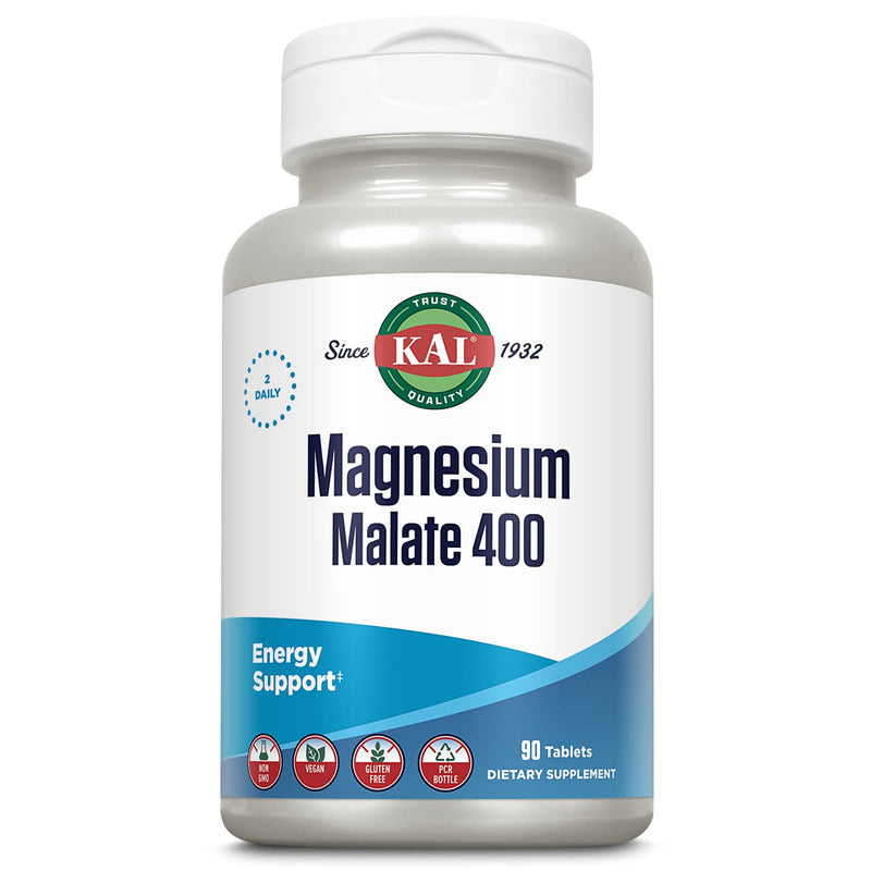 [Australia] - KAL® Magnesium Malate 400 | Chelated with Malic Acid for Energy Production | Supports Healthy Muscle Function | 90 Vegetarian Tablets 