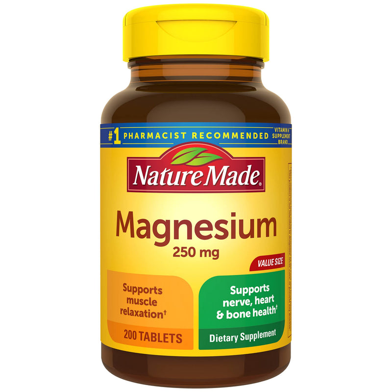 [Australia] - Nature Made Magnesium Oxide 250 mg, Dietary Supplement for Muscle Support, 200 Tablets, 200 Day Supply 