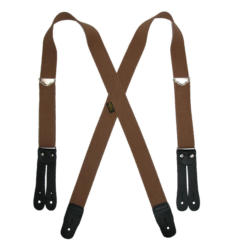 [Australia] - Welch Men's Big & Tall Elastic Button End Double Face Suspenders Tan 
