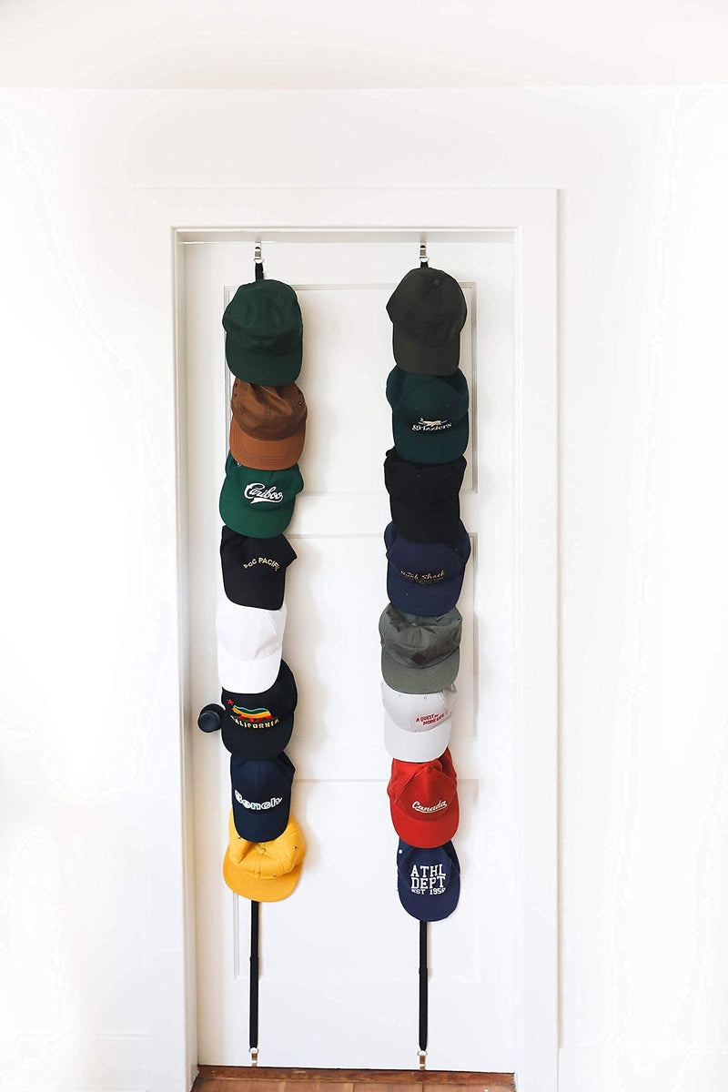 [Australia] - Cap Rack 2 Pack - Holds up to 16 Caps for Baseball Hats, Ball Caps - Best Over Door Closet Organizer for Men, Boy or Women Hat Collections - Display Racks With Clips, Perfect Holder and Storage Pack of 2 