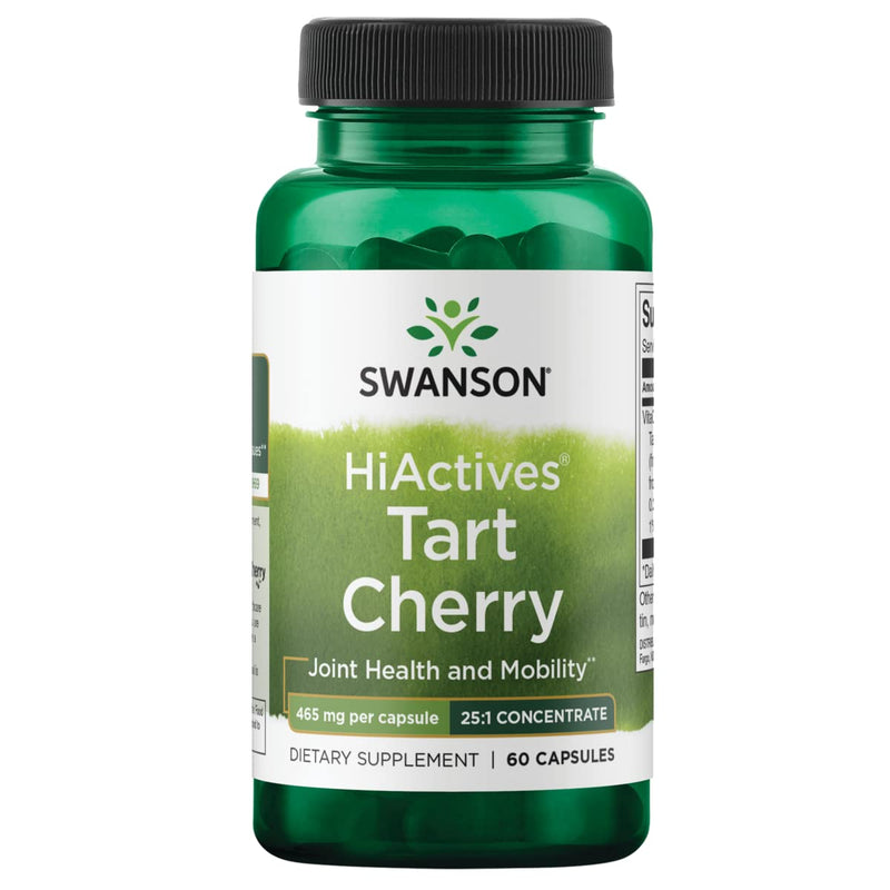 [Australia] - Swanson HiActives Tart Cherry - Natural Supplement Supporting Joint Health, Mobility & Flexibility - Helps Strengthen Collagen Structures & Connective Tissue - (60 Capsules, 465mg Each) 