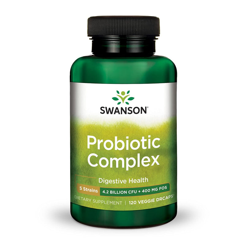 [Australia] - Swanson Probiotic Complex 4.2 Billion CFU 5-Strain Digestive Health Fat Metabolism Satiety Prebiotic FOS Complex Supplement 120 Veggie DRcaps 1 