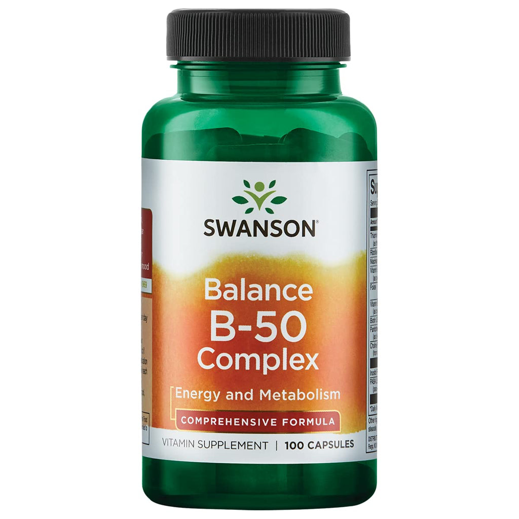 [Australia] - Swanson B-50 B-Complex Vitamins Energy Cardio Stress Metabolism Support 100 Capsules (Caps) 