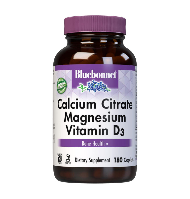[Australia] - Bluebonnet Nutrition Calcium Citrate Magnesium Plus Vitamin D3 Caplets, Bone Health & Muscle Relaxation, Non GMO, Gluten, Soy & Milk Free, Kosher, White, Unflavored, 180 Count 