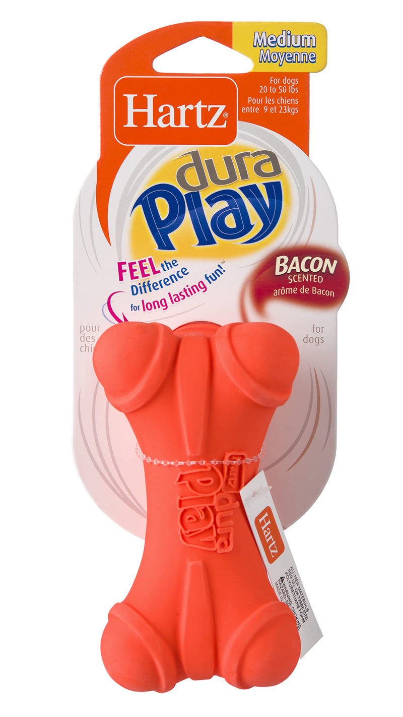 [Australia] - Hartz Dura Play Bacon Scented Squeak Bone Dog Toy, Multiple Dog Toy Sizes & Pack Sizes Medium 