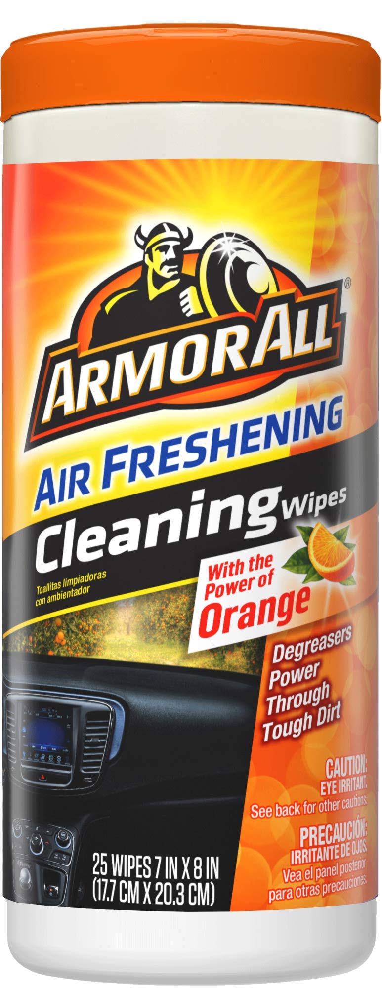 [Australia] - Car Interior Cleaner Wipes by Armor All, Car Cleaning Wipes with Orange Cleans Dirt and Dust in Cars, Trucks and Motorcycles, 25 Count 