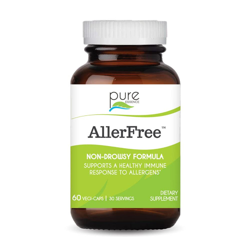 [Australia] - AllerFree Natural Allergy Support Supplement by Pure Essence Labs - Non Drowsy Pills for Sinus and Nasal Health Seasonal Allergies with Enzymes and Herbs - 60 Capsules 